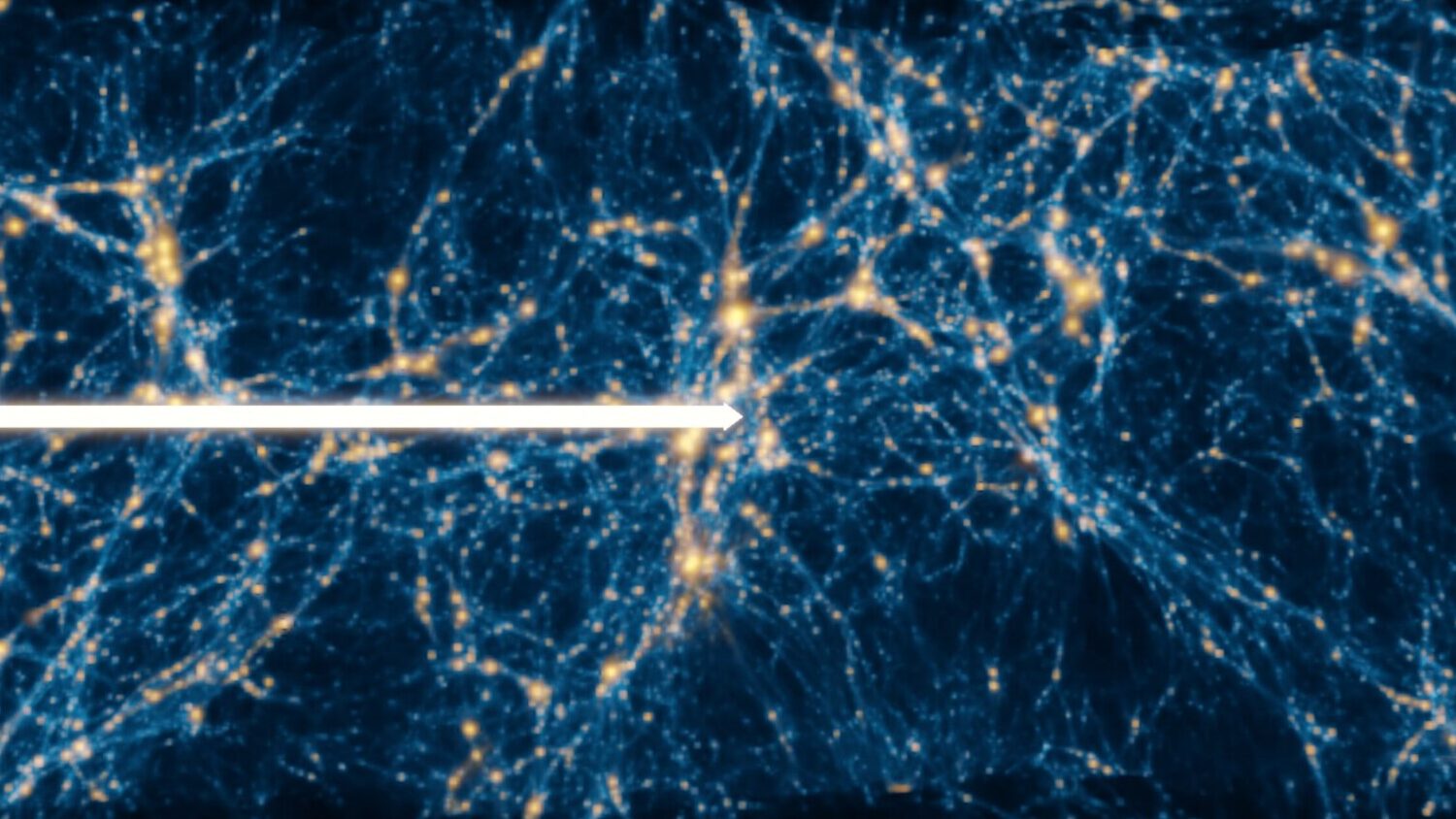 An artist's imaging of a photon's path through intergalactic gas.