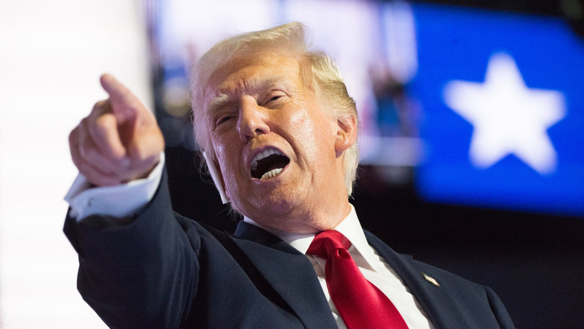 Donald Trump attends the Republican National Convention (RNC) since surviving an attempted assassination at the Fiserv Forum in Milwaukee, Wisconsin, United States on July 18, 2024. During a campaign rally in Pennsylvania on Saturday, a lone 20-year-old gunman opened fire on Trump during the campaign rally, striking him in his right ear and critically injuring two rally goers and killing a third. (Photo by Jacek Boczarski/Anadolu via Getty Images)