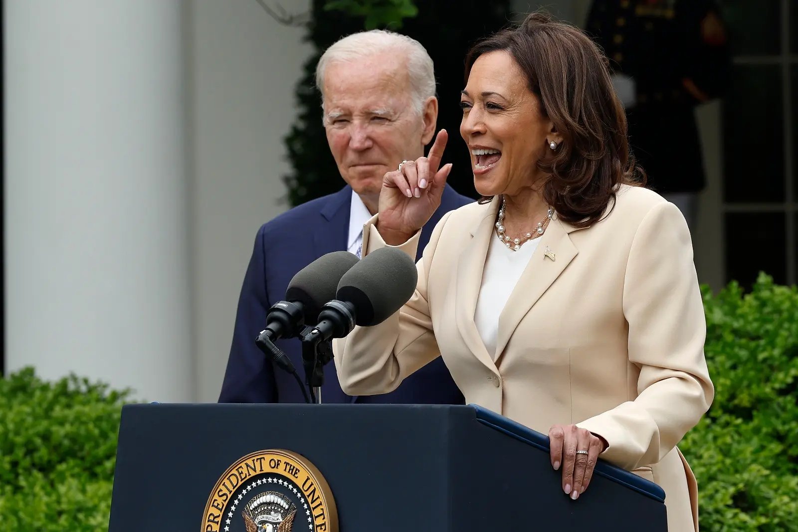 Kamala Harris speaks outside the White House 